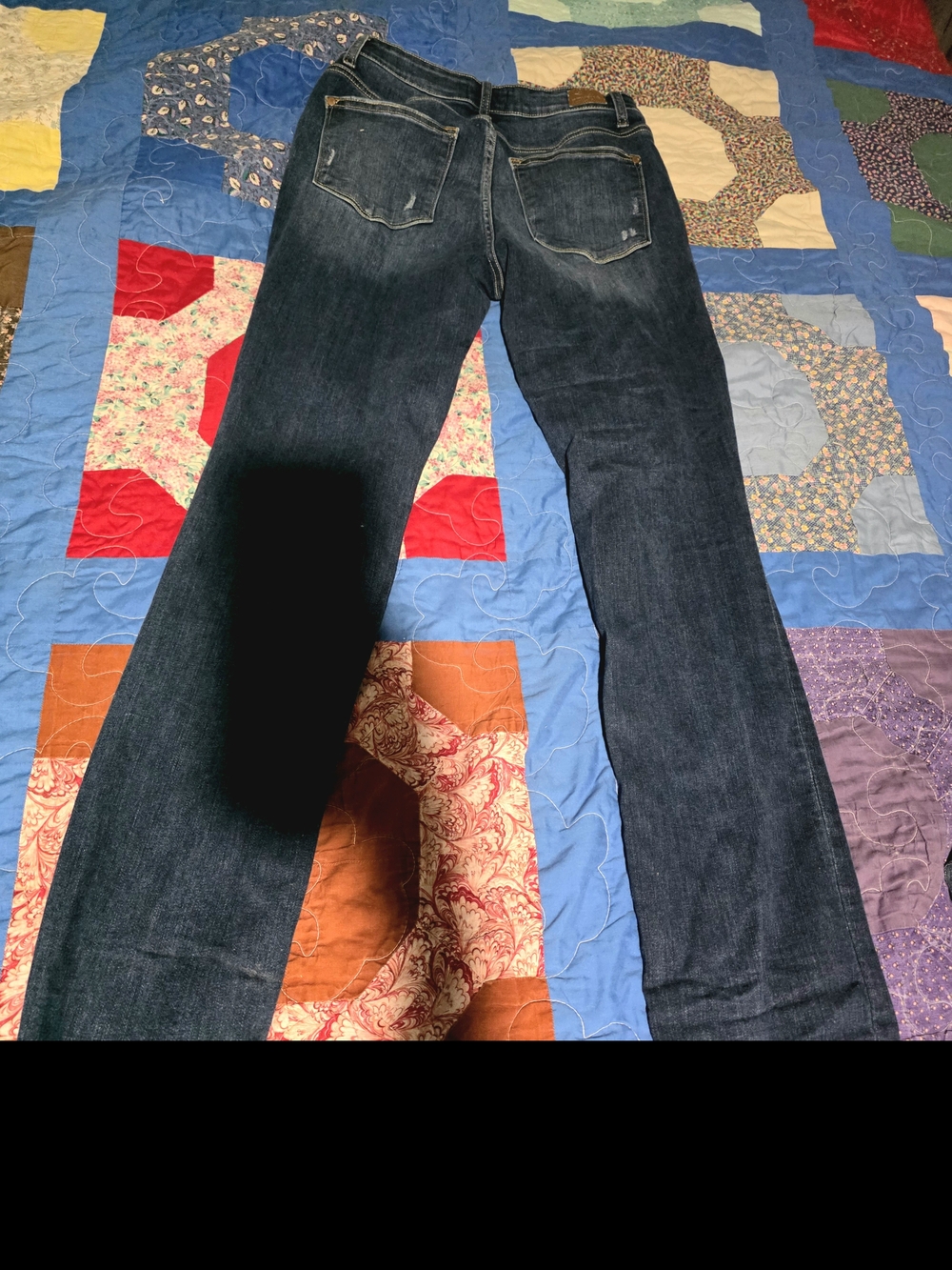 Judy Blue Dark Wash Distressed Straight Leg Jeans - Picture 2 of 3